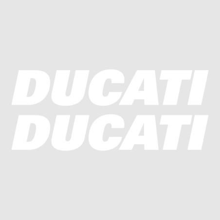 Kit 2 ADESIVI per SERBATOIO MOTO Scritta DUCATI Adesivo BIANCO STICKERS Racing 