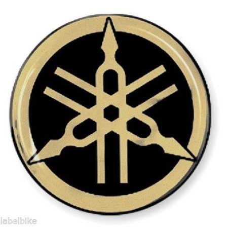 1 DIAPASON ADHESIVO DE RESINA 3D para SCOOTERS Y MOTOCICLETAS YAMAHA - 50 mm Negro - ORO