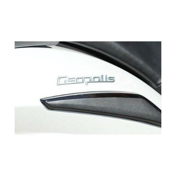 2 ADESIVI GEL 3D COPPIA SCRITTE argento GEOPOLIS per scooter compatibili PEUGEOT 