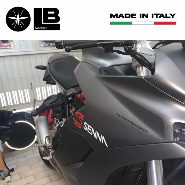 2 pegatinas pre-espaciadas Senna lettering compatible con Ducati Senna - 25x6cm