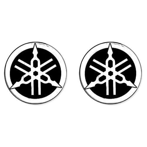 2 3D RESIN ADHESIVES Round YAMAHA DIAPASON for MOTORCYCLE-SCOOTER 50 mm Black-White