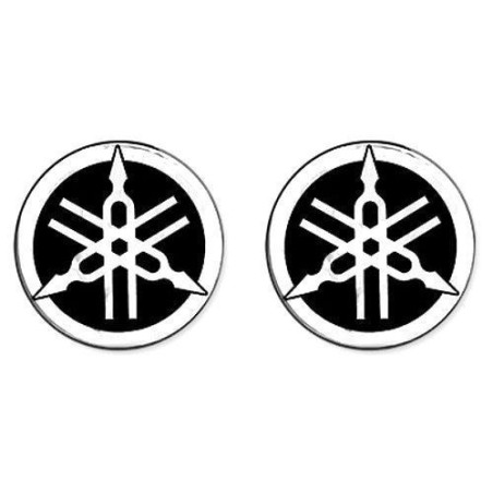 2 3D RESIN ADHESIVES Rund YAMAHA DIAPASON für MOTORRAD-SCOOTER 50 mm Schwarz-Weiß