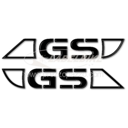 2 BLACK 3D RESILIATED STICKERS compatible for BMW GS MOTORCYCLE TANK