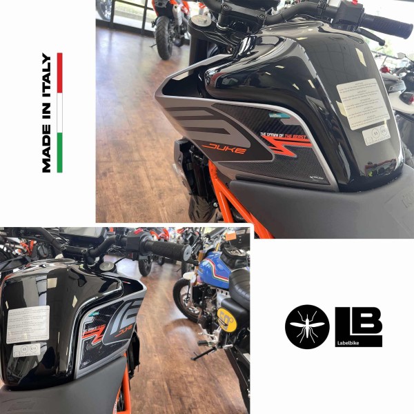 Adesivi 3D laterali per serbatoio moto compatibili con Ktm Duke 125 2021 - 2022