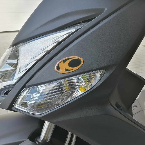 2 ADHESIVES 3D RESIN GEL LOGO compatibles pour scooters Kymco Noir-Or