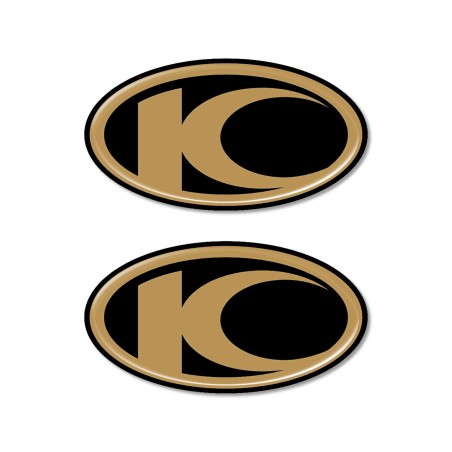 2 3D gel RESIN LOGO ADHESIVES compatible for Kymco scooters Black-GOLD
