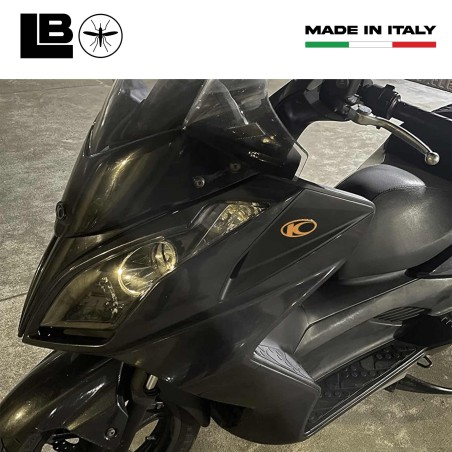2 ADESIVI LOGO in RESINA gel 3D compatibili per scooter Kymco Nero-ORO