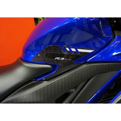 2 Protections latérales en gel 3D pour le réservoir de la moto compatible Yamaha R3 2019-2025.