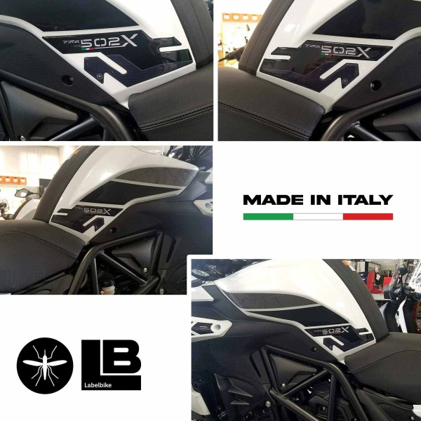 2 3D gel tank side protectors compatible with Benelli TRK 502 X motorbikes