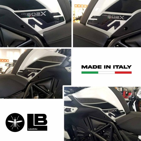 2 3D gel tank side protectors compatible with Benelli TRK 502 X motorbikes