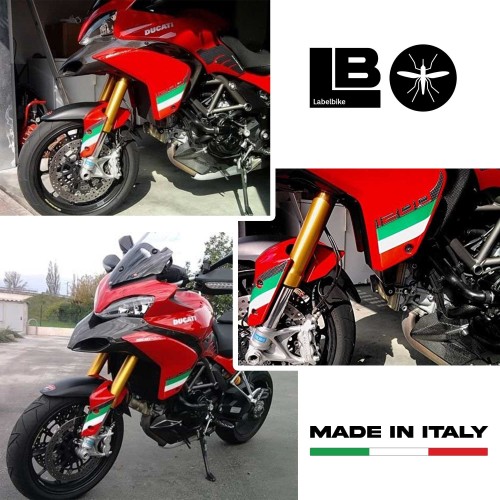 ADHESIVOS LATERALES 3D TRICOLOR ITALIA PARA MOTOS DUCATI MULTISTRADA 1200 2010-2014 2