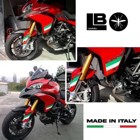ADHESIVOS LATERALES 3D TRICOLOR ITALIA PARA MOTOS DUCATI MULTISTRADA 1200 2010-2014