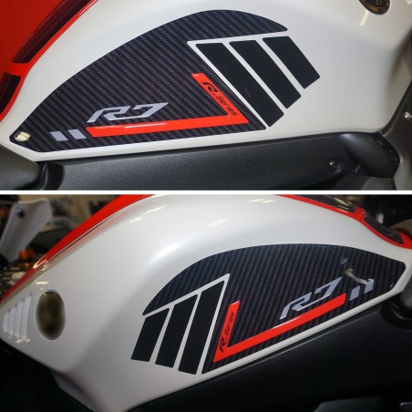 Adesivi 3D protezioni laterali serbatoio compatibili con Yamaha R7 2021-2025
