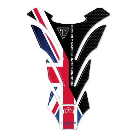 AUTOCOLLANT 3D DE PROTECTION DE RÉSERVOIR COMPATIBLE AVEC LES MOTOS TRIUMPH - UNION JACK CARBON