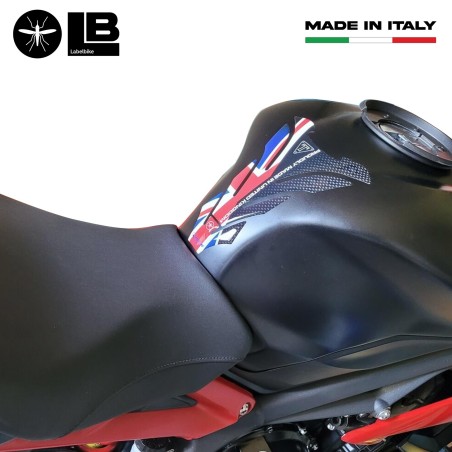 ADESIVO 3D PARASERBATOIO COMPATIBILE CON MOTO TRIUMPH - UNION JACK CARBON