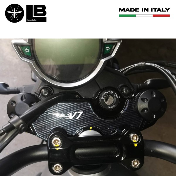 Adesivo 3D Piastra Forcella Sterzo compatibile con Moto Guzzi V7 Stone e Special