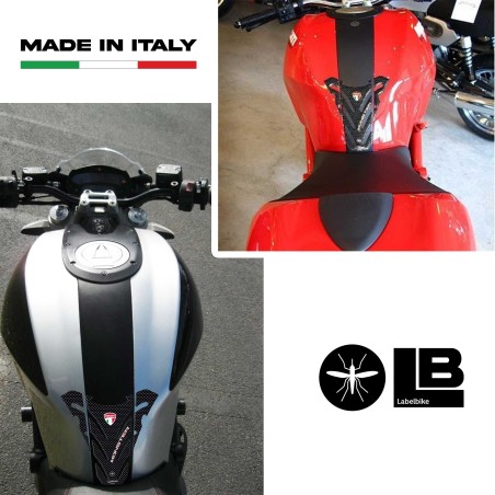 ESCLUSIVO PARASERBATOIO ADESIVI RESINATI 3D CARBONIO per MOTO DUCATI MONSTER 696