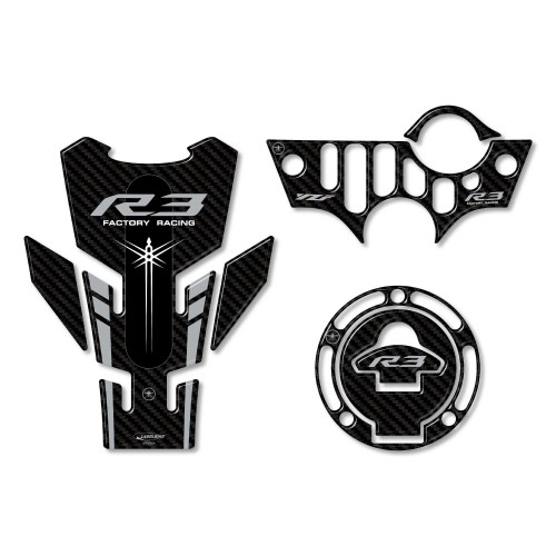 Kit 3 3D Gel Stickers Motorcycle Protectors compatible Yamaha YZF R3 2019-2021