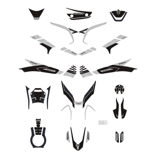 Kit adesivi 3D argento protezioni scooter compatibili con Yamaha Tmax 560 2022