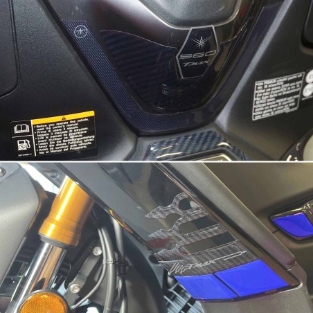 Blauer 3D Aufkleber Kit Roller Schutzvorrichtungen kompatibel mit Yamaha Tmax 560 2022-2023