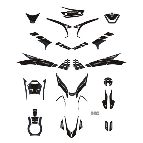 Black 3D sticker kit scooter protectors compatible with Yamaha Tmax 560 2022-2023