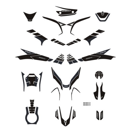 Kit adesivi 3D nero protezioni scooter compatibili con Yamaha Tmax 560 2022-2023