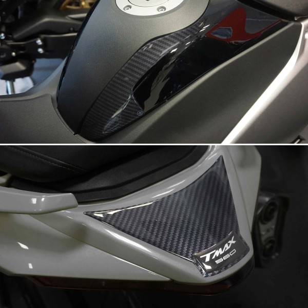 Black 3D sticker kit scooter protectors compatible with Yamaha Tmax 560 2022-2023