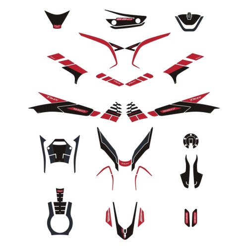 Kit d'autocollants 3D rouge pour scooter compatible avec Yamaha Tmax 560 2022-23