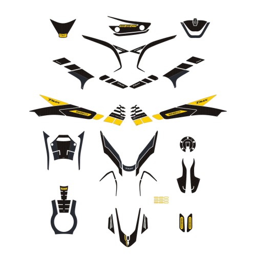 Kit d'autocollants 3D jaune pour scooter compatible avec Yamaha Tmax 560 2022-23