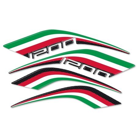 Kit ADESIVI 3D TRICOLORE PROTEZIONI Coda per MOTO DUCATI MULTISTRADA 1200 Italia 2010-2014