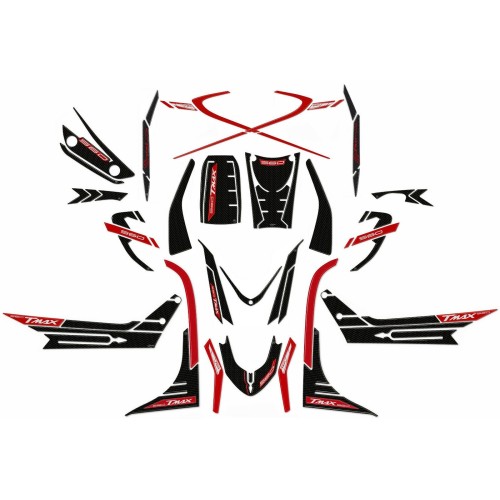 Juego de ADHESIVOS 3D GEL compatibles YAMAHA Tmax 560 2020-2021 CARBON LOOK-RED ERGAL
