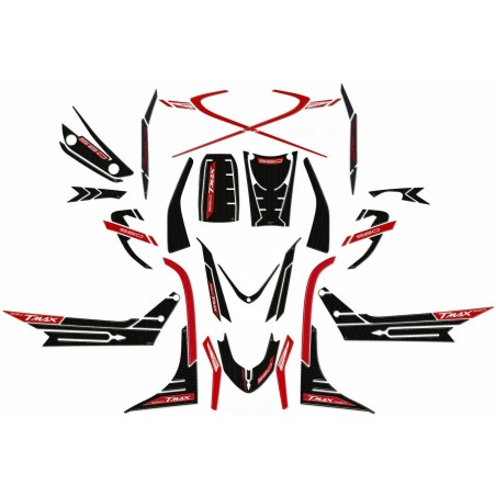 Juego de ADHESIVOS 3D GEL compatibles YAMAHA Tmax 560 2020-2021 CARBON LOOK-RED ERGAL