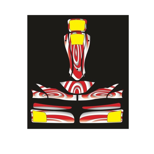 Kit d'autocollants Crystal Go-Kart pour carénages FP7 GoKart 100-120-150 Rouge-Blanc