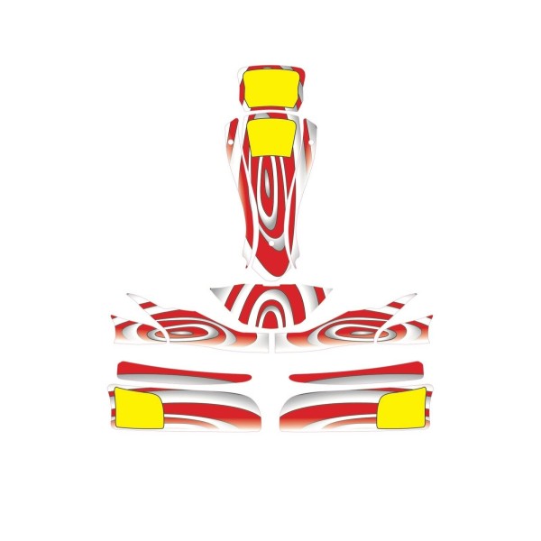 Crystal Go-Kart Sticker Kit for FP7 GoKart Fairings 100-120-150 Red-White