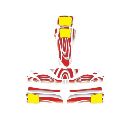 Crystal Go-Kart Sticker Kit for FP7 GoKart Fairings 100-120-150 Red-White