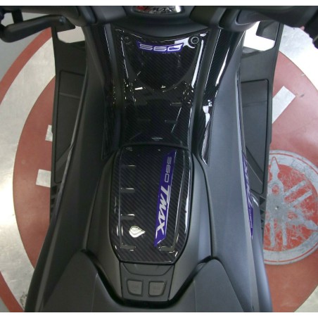 Kit ADESIVI in GEL 3D compatibili YAMAHA Tmax 560 2020-21 carbon look-blu metal