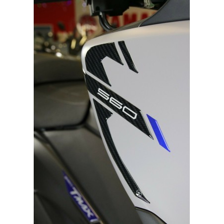 KIT ADHESIF 3D GEL compatible YAMAHA Tmax 560 2020-21 carbone look-bleu métal