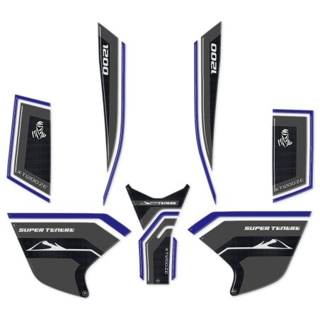 KIT 3D RESIN ADHESIVE PROTECTIONS FOR MOTORCYCLE compatible YAMAHA SUPER TENERE blue