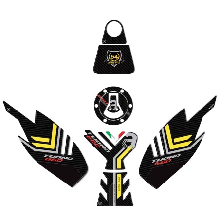 Complete 3D sticker kit compatible with Aprilia Tuono 660 yellow 2021-2023
