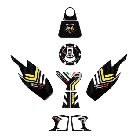 Complete 3D sticker kit for motorbikes compatible with Aprilia RS 660 yellow 2020-25