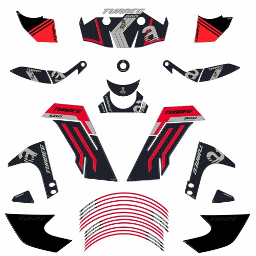 Kit complet d'autocollants 3D pour motos compatibles avec Aprilia Tuareg 660 rouge 2022