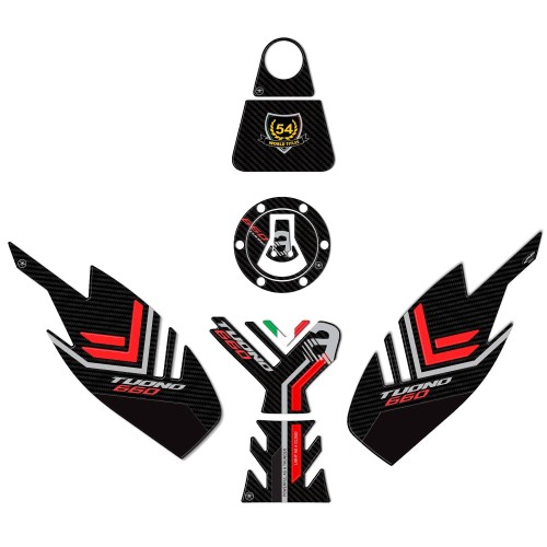 Complete 3D sticker kit for motorbikes compatible with Aprilia Tuono 660 red 2021-23