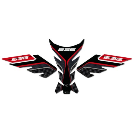 3D gel kit motorbike tank protectors compatible Kawasaki ZX-6R ninja 636-red