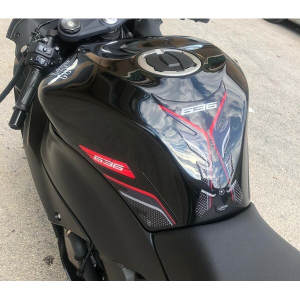 Kit gel 3D protecteur de réservoir moto compatible Kawasaki ZX-6R ninja 636-rouge