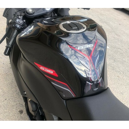 Kit gel 3D protecteur de réservoir moto compatible Kawasaki ZX-6R ninja 636-rouge
