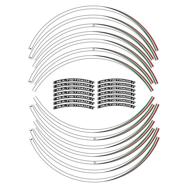 Kit d'autocollants pour jantes de moto 17" compatibles avec Ducati Multistrada
