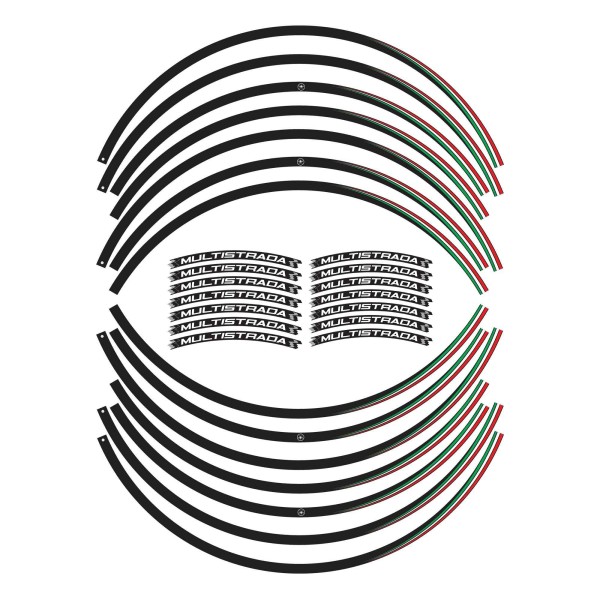 17" motorbike wheel rim sticker kit compatible with Ducati Multistrada