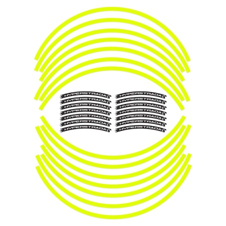 KIT BANDE ADHÉSIVE COMPATIBLE 17 JANTES MOTO DUCATI HYPERSTRADA - JAUNE FLUO