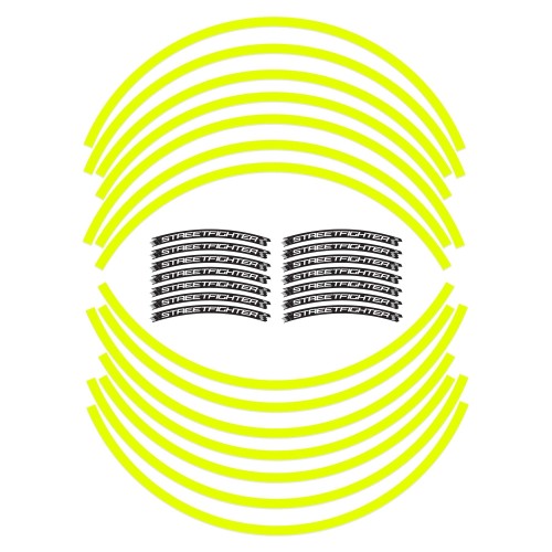 KIT RAYAS ADHESIVAS COMPATIBLE 17 LLANTAS MOTO DUCATI STREETFIGHTER AMARILLO FLUO 2