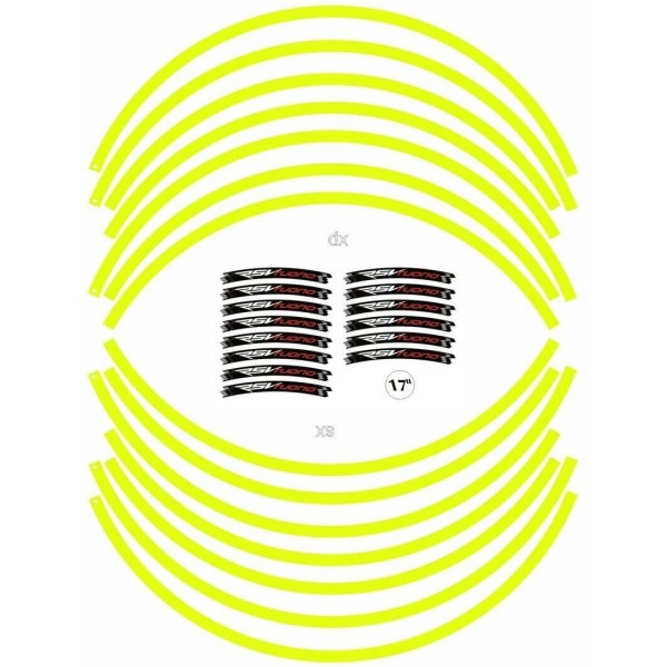 KIT STRISCE ADESIVE compatibili per CERCHI 17 MOTO APRILIA RSV TUONO GIALLO FLUO